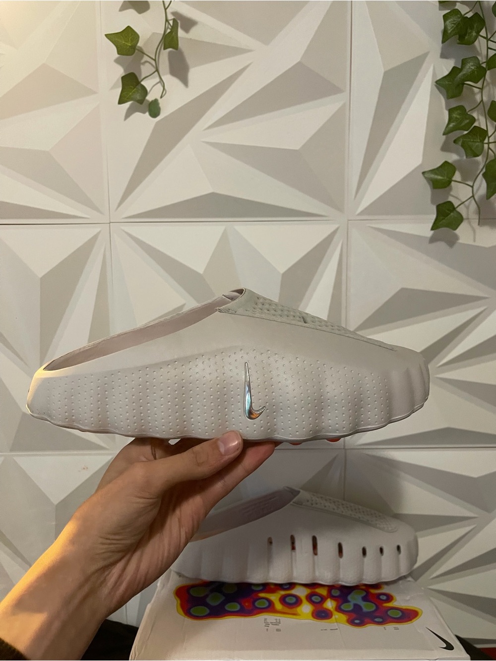 Nike Men’s Slide Mule - White with Iridescent Swoosh